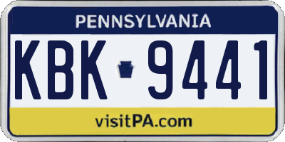 PA license plate KBK9441