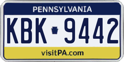 PA license plate KBK9442