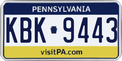 PA license plate KBK9443