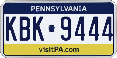 PA license plate KBK9444