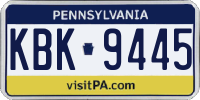 PA license plate KBK9445