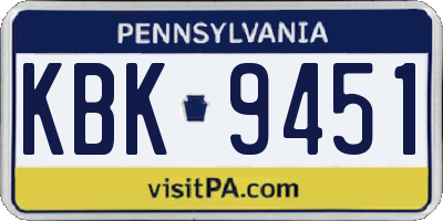 PA license plate KBK9451