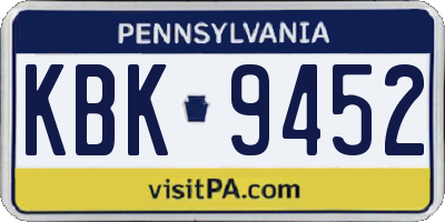 PA license plate KBK9452