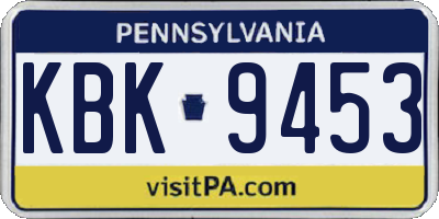 PA license plate KBK9453