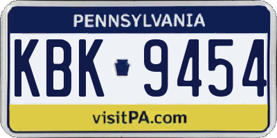 PA license plate KBK9454