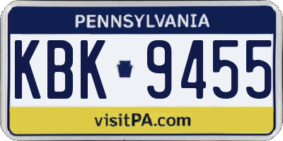 PA license plate KBK9455