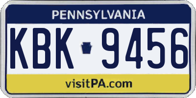 PA license plate KBK9456