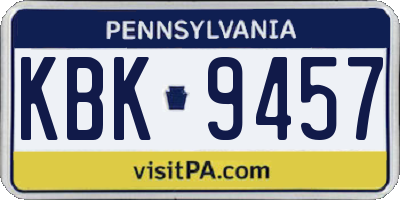 PA license plate KBK9457