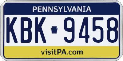 PA license plate KBK9458