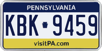 PA license plate KBK9459
