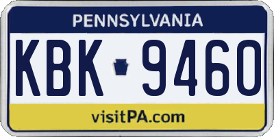 PA license plate KBK9460