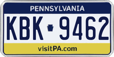 PA license plate KBK9462