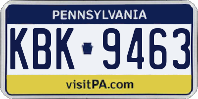 PA license plate KBK9463