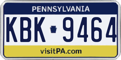 PA license plate KBK9464
