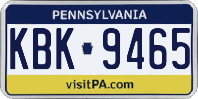 PA license plate KBK9465
