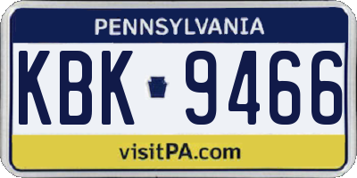 PA license plate KBK9466