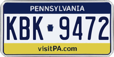 PA license plate KBK9472