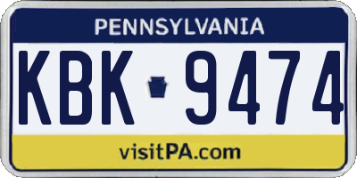 PA license plate KBK9474