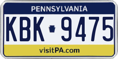 PA license plate KBK9475