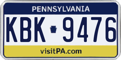 PA license plate KBK9476