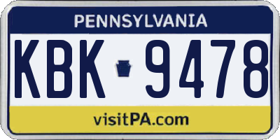 PA license plate KBK9478