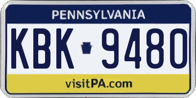 PA license plate KBK9480