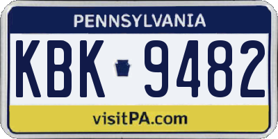 PA license plate KBK9482