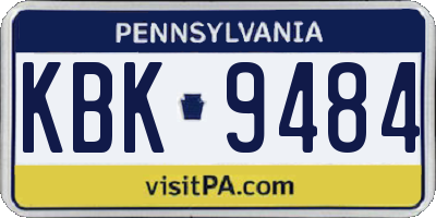 PA license plate KBK9484