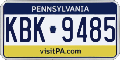 PA license plate KBK9485