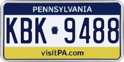 PA license plate KBK9488