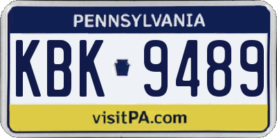 PA license plate KBK9489