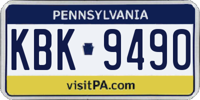 PA license plate KBK9490