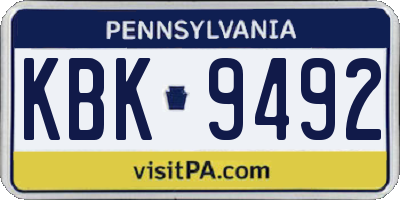 PA license plate KBK9492