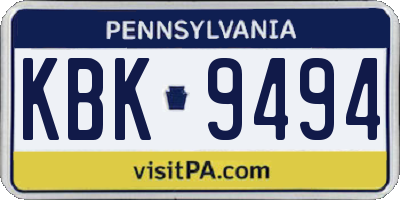 PA license plate KBK9494