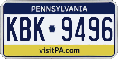 PA license plate KBK9496