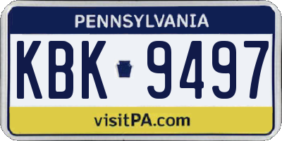 PA license plate KBK9497