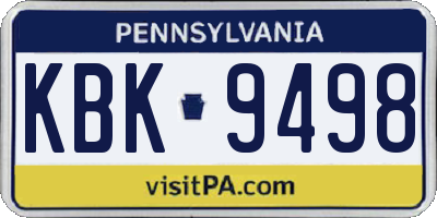 PA license plate KBK9498