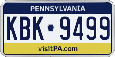 PA license plate KBK9499