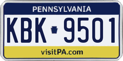 PA license plate KBK9501