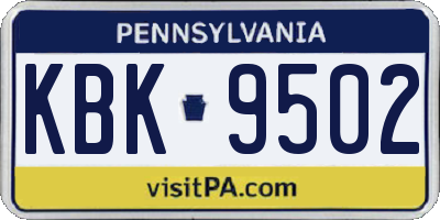 PA license plate KBK9502