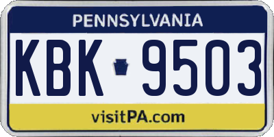 PA license plate KBK9503