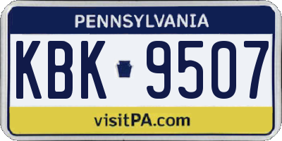PA license plate KBK9507
