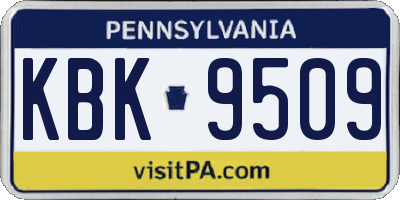 PA license plate KBK9509
