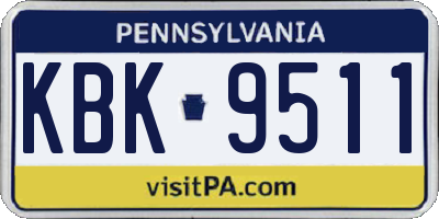 PA license plate KBK9511