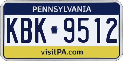 PA license plate KBK9512