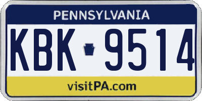 PA license plate KBK9514