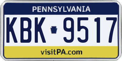 PA license plate KBK9517