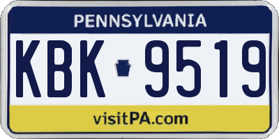 PA license plate KBK9519