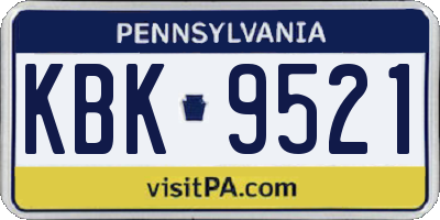 PA license plate KBK9521
