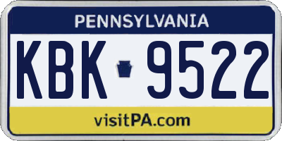PA license plate KBK9522
